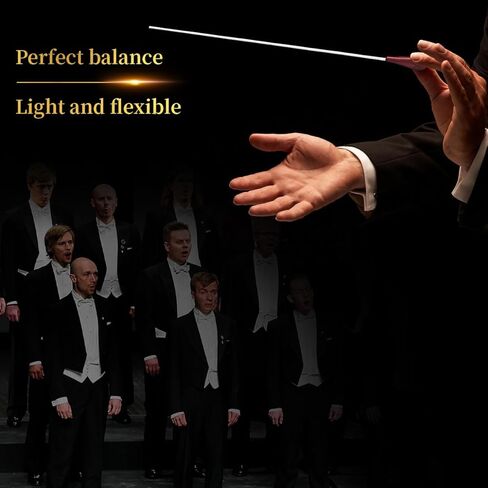 مقبض خشبي من Ogdni Music Baton Orchestra Baton لقيادة الموسيقى مع صندوق هدايا خشبي، خشب أحمر in Kuwait