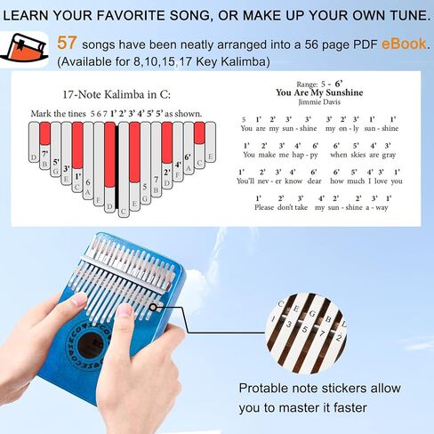 Kalimba Thumb Piano 17 Keys Portable Finger Piano Marimba Music Gifts for Adults Kids in Saudi Arabia