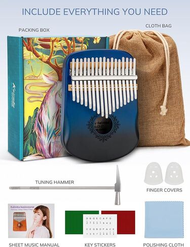 Kalimba - 17 Keys Thumb Piano, Portable Mbira Finger Piano with Tune Hammer and Study Instruction, Sleek Keys and Body, Gift for Kids, Adult and Beginners in Kuwait