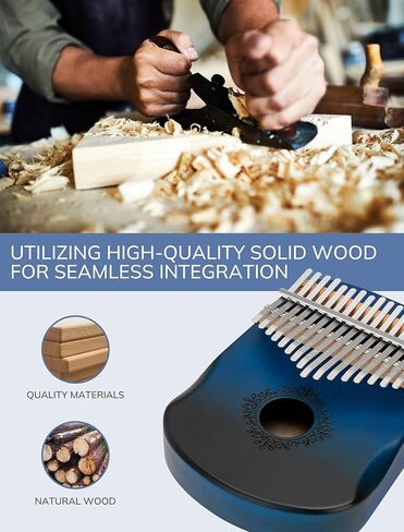 Kalimba - 17 Keys Thumb Piano, Portable Mbira Finger Piano with Tune Hammer and Study Instruction, Sleek Keys and Body, Gift for Kids, Adult and Beginners in Kuwait