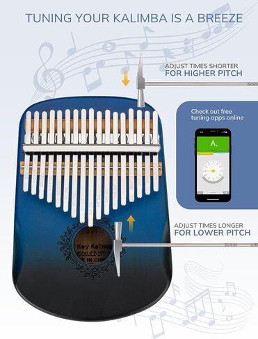 Kalimba - 17 Keys Thumb Piano, Portable Mbira Finger Piano with Tune Hammer and Study Instruction, Sleek Keys and Body, Gift for Kids, Adult and Beginners in Kuwait