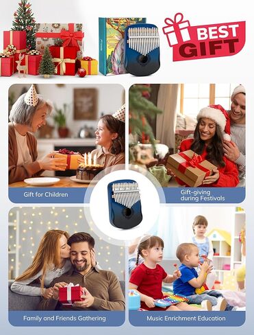 Kalimba - 17 Keys Thumb Piano, Portable Mbira Finger Piano with Tune Hammer and Study Instruction, Sleek Keys and Body, Gift for Kids, Adult and Beginners in Kuwait