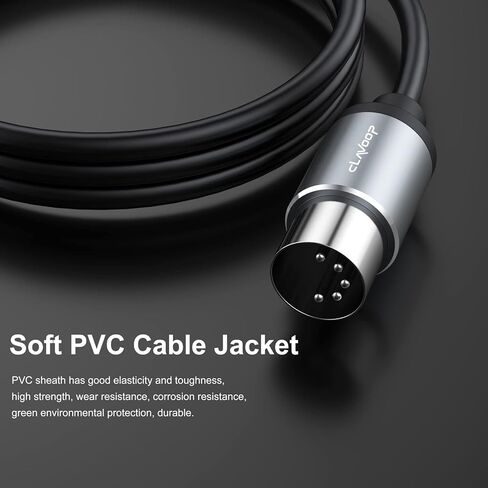 CLAVOOP MIDI Cable 3ft, 5 Pin DIN MIDI Cable Male to Male 3 feet Compatible with MIDI Keyboard Audio Amplifier Guitar Multi Effects Synth External Sound Card in Kuwait