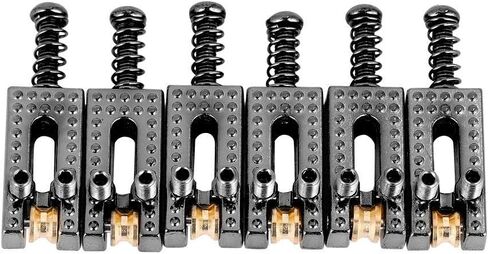 Fafeims 6PCS Guitar Saddles Metal Guitar Bridge with Roller Bridge Guitar Repair Parts. (Black) in Saudi Arabia