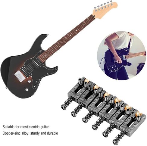 Fafeims 6PCS Guitar Saddles Metal Guitar Bridge with Roller Bridge Guitar Repair Parts. (Black) in Saudi Arabia