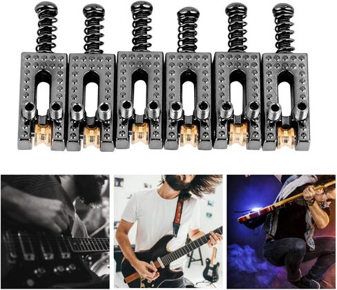 Fafeims 6PCS Guitar Saddles Metal Guitar Bridge with Roller Bridge Guitar Repair Parts. (Black) in Saudi Arabia