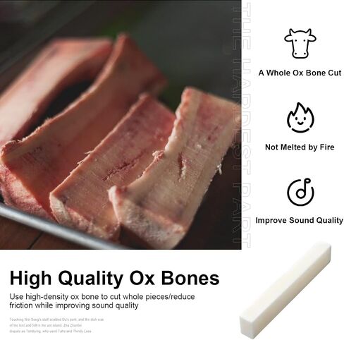 6 String Acoustic Guitar Bone Bridge Saddle and Nut Made of Real Bone (2 set Acousitc Bone Saddle and Nut) in Kuwait