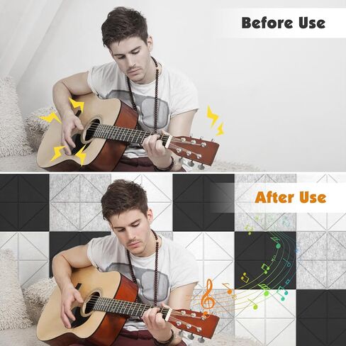 Yojoker 18 حزمة من الألواح الصوتية الممتصة للصوت، 12 × 12 × 0.4 بوصة لوحات جدارية عازلة للصوت عالية الكثافة ذاتية اللصق لتقليل الضوضاء لتزيين الجدران في المنزل، واستوديو التسجيل، والمكتب in Kuwait