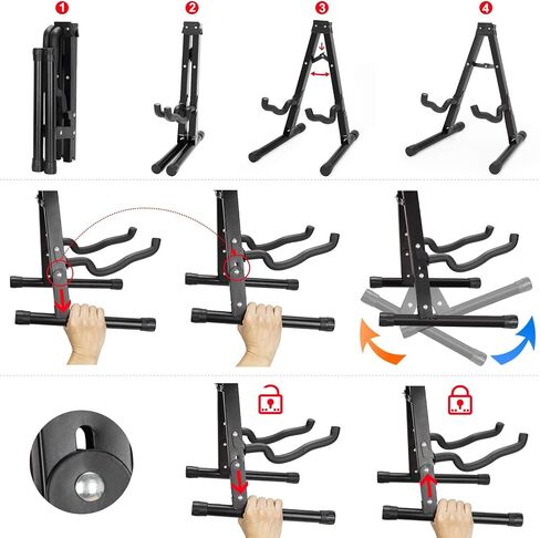Musmtrull Guitar Stand Acoustic Guitar Stand Holder Foldable A-Frame Guitar Floor Stand for Electric, Classical, Bass, Banjo, Mandolin, Cello - 1 Pack Black in Saudi Arabia