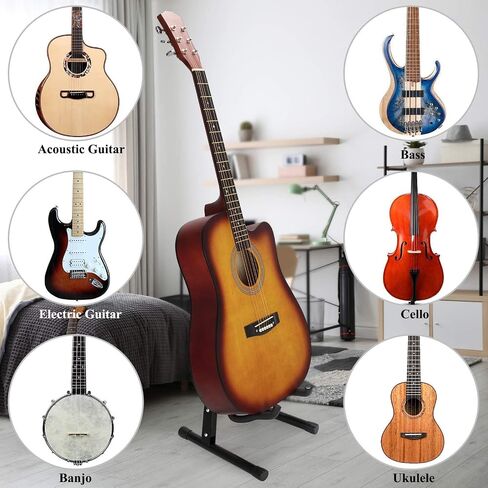 Musmtrull Guitar Stand Acoustic Guitar Stand Holder Foldable A-Frame Guitar Floor Stand for Electric, Classical, Bass, Banjo, Mandolin, Cello - 1 Pack Black in Saudi Arabia