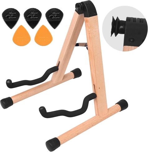 حامل جيتار GUITTO مع كوب شفط غير ضار مقاوم للصدمات ومضاد للانزلاق حماية مزدوجة قابلة للطي على شكل حرف A حامل خشبي للأرضية قابل للتعديل لباس صوتي كهربائي تشيلو مندولين بانجو القيثارة GGS-14 in Kuwait