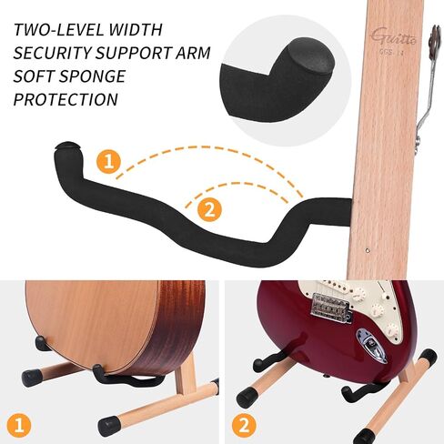 حامل جيتار GUITTO مع كوب شفط غير ضار مقاوم للصدمات ومضاد للانزلاق حماية مزدوجة قابلة للطي على شكل حرف A حامل خشبي للأرضية قابل للتعديل لباس صوتي كهربائي تشيلو مندولين بانجو القيثارة GGS-14 in Kuwait