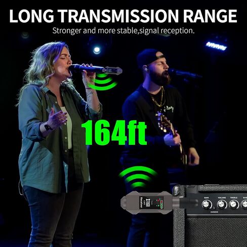 XTUGA C-977 UHF Wireless XLR Transmitter and Receiver& Wireless Guitar Transmitter Receiver,Rechargeable Mic Adapter 16 Channels 164ft Range for Dynamic Microphone,Audio Mixer,Electric Guitar Bass in Saudi Arabia