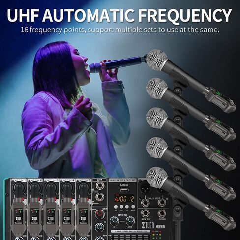 XTUGA C-977 UHF Wireless XLR Transmitter and Receiver& Wireless Guitar Transmitter Receiver,Rechargeable Mic Adapter 16 Channels 164ft Range for Dynamic Microphone,Audio Mixer,Electric Guitar Bass in Saudi Arabia