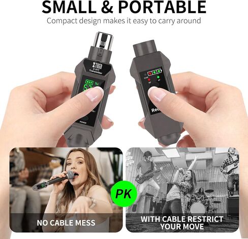XTUGA C-977 UHF Wireless XLR Transmitter and Receiver& Wireless Guitar Transmitter Receiver,Rechargeable Mic Adapter 16 Channels 164ft Range for Dynamic Microphone,Audio Mixer,Electric Guitar Bass in Saudi Arabia