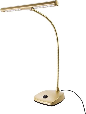 K&M Konig & Meyer 112297.090.40 حامل ضوء مصباح البيانو/المكتب | قاعدة ثقيلة ومستقرة | 12 مصباح LED | ضوء دافئ | قابل للتعديل معقوفة طويلة للغاية | سلك طاقة 10 قدم | صناعة ألمانية | لمسة نهائية ذهبية أنيقة in Kuwait