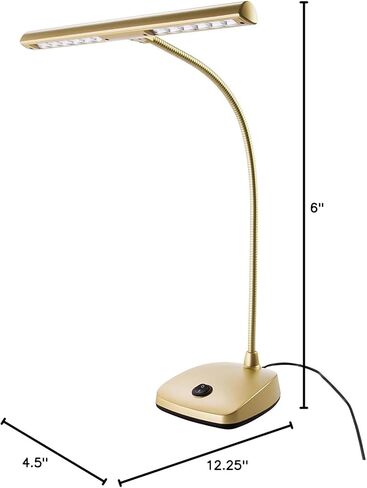 K&M Konig & Meyer 112297.090.40 حامل ضوء مصباح البيانو/المكتب | قاعدة ثقيلة ومستقرة | 12 مصباح LED | ضوء دافئ | قابل للتعديل معقوفة طويلة للغاية | سلك طاقة 10 قدم | صناعة ألمانية | لمسة نهائية ذهبية أنيقة in Kuwait