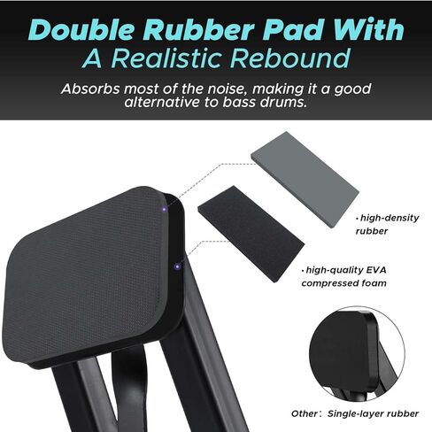 Starfavor Bass Drum Practice Pad Folding Silent Kick Drum Practice Pads, Real Feel High-Density Rubber Rebound for Training in Kuwait
