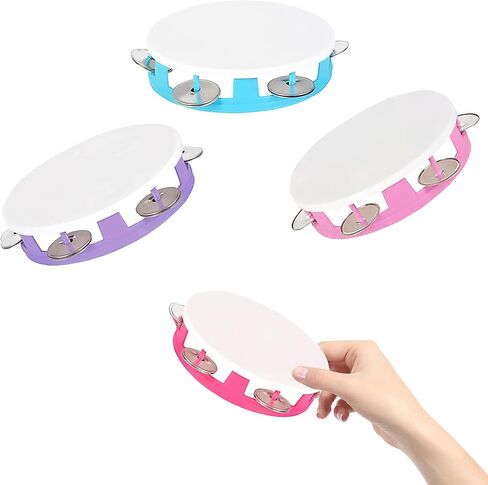 The Dreidel Company Tambourines for Kids Hand Held, 5.5" Inch, Assorted Colors, Ring Metal Jingles Percussion Musical Educational Hand Instrument, Party Kids Games (3-Pack) in Saudi Arabia