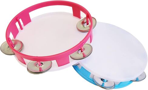The Dreidel Company Tambourines for Kids Hand Held, 5.5" Inch, Assorted Colors, Ring Metal Jingles Percussion Musical Educational Hand Instrument, Party Kids Games (3-Pack) in Saudi Arabia
