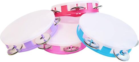 The Dreidel Company Tambourines for Kids Hand Held, 5.5" Inch, Assorted Colors, Ring Metal Jingles Percussion Musical Educational Hand Instrument, Party Kids Games (3-Pack) in Saudi Arabia