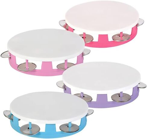 The Dreidel Company Tambourines for Kids Hand Held, 5.5" Inch, Assorted Colors, Ring Metal Jingles Percussion Musical Educational Hand Instrument, Party Kids Games (3-Pack) in Saudi Arabia