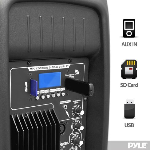 مكبر صوت يعمل بالطاقة PYLE-PRO، نظام بلوتوث مكبر صوت نشط، شاشة مكبر صوت للمسرح مقاس 12 بوصة، مكبر صوت ستيريو محمول لحفلات DJ للصوت الحفل، USB مدمج لمكبر صوت MP3 in Saudi Arabia