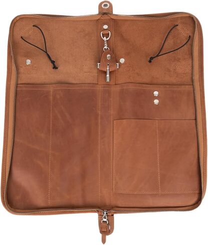 حقيبة طبلة من الجلد الأصلي من MG Leather Work مع زر للإغلاق، هدية لعازف الطبول، حامل عصا طبلة جلدية للموسيقي (أسود) in Kuwait