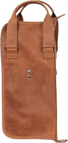 حقيبة طبلة من الجلد الأصلي من MG Leather Work مع زر للإغلاق، هدية لعازف الطبول، حامل عصا طبلة جلدية للموسيقي (أسود) in Kuwait