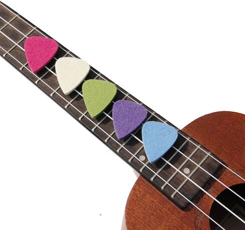 Felt Ukulele Picks,10 Piece Felt Heart Shape Pick for Ukulele Guitar Bass with pick holder case (Original 10 Pcs) in Kuwait