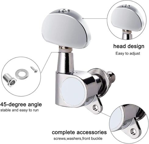 Doryum 6PCS 3L3R Acoustic Guitar Tuning Pegs Machine Head Tuners, Knobs Tuning Keys, Wear-Resistant, Guitar String Tuning Pegs Machine, Enclosed Locking Tuners for Electric or Acoustic Guitar in Saudi Arabia