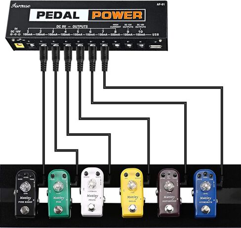 Asmuse Guitar Pedal Power Supply، 10 مخرج DC معزول لدواسات تأثيرات الجيتار 9V / 12V / 18V مع منفذ شحن USB مدمج للهاتف iPhone Pad iPad in Kuwait