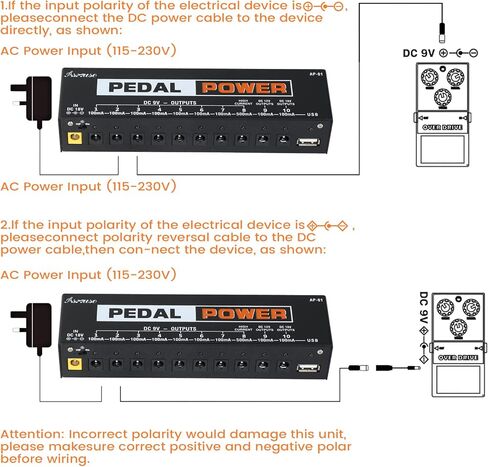 Asmuse Guitar Pedal Power Supply، 10 مخرج DC معزول لدواسات تأثيرات الجيتار 9V / 12V / 18V مع منفذ شحن USB مدمج للهاتف iPhone Pad iPad in Kuwait