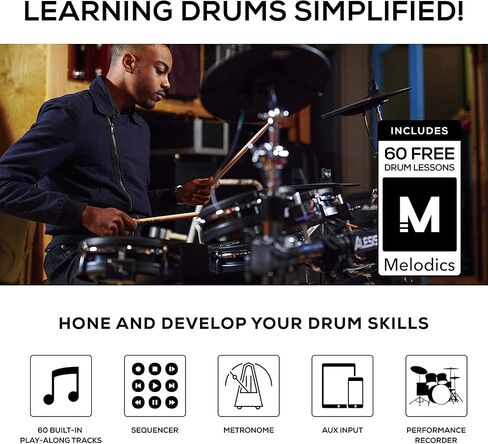 مجموعة Alesis Drums Command Mesh Kit - مجموعة طبول كهربائية مع اتصال USB MIDI، 600+ أصوات مجموعة طبول إلكترونية وصوتية ومنصات شبكية مزدوجة المنطقة in Kuwait
