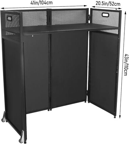 طاولة كشك DJ محمولة من Sidasu مع زخارف إضاءة باللونين الأبيض والأسود - كشك DJ محمول مقاس 40 بوصة × 20 بوصة - سطح طاولة DJ Booth مسطح - زخارف بيضاء وسوداء قابلة للتبديل in Kuwait