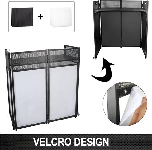 طاولة كشك DJ محمولة من Sidasu مع زخارف إضاءة باللونين الأبيض والأسود - كشك DJ محمول مقاس 40 بوصة × 20 بوصة - سطح طاولة DJ Booth مسطح - زخارف بيضاء وسوداء قابلة للتبديل in Kuwait