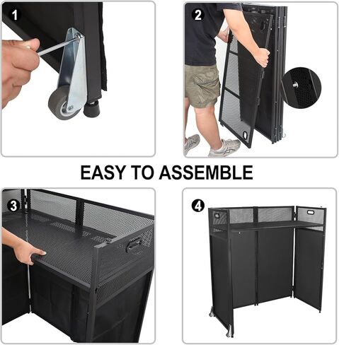 طاولة كشك DJ محمولة من Sidasu مع زخارف إضاءة باللونين الأبيض والأسود - كشك DJ محمول مقاس 40 بوصة × 20 بوصة - سطح طاولة DJ Booth مسطح - زخارف بيضاء وسوداء قابلة للتبديل in Kuwait