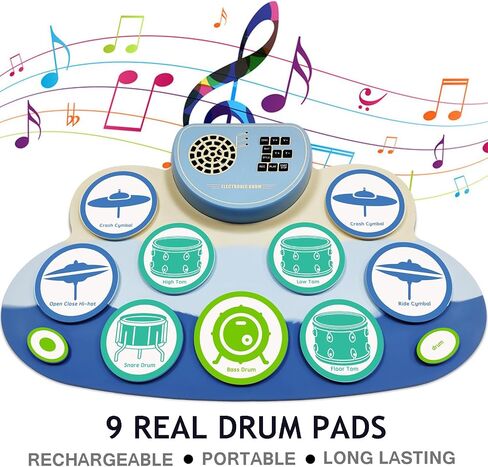 Drum Set,Electric Drum Set with 9 Thickened Practice Drum Pad，Roll Up Electronic Drum Kit with Build in Speaker and Headphone Jack,Recording Function,Supports DTX Game Kids & Adults Ideal Christm in Saudi Arabia