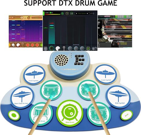 Drum Set,Electric Drum Set with 9 Thickened Practice Drum Pad，Roll Up Electronic Drum Kit with Build in Speaker and Headphone Jack,Recording Function,Supports DTX Game Kids & Adults Ideal Christm in Saudi Arabia