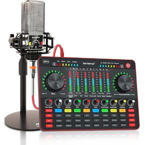 حزمة معدات بودكاست ، خلاط صوت بمصابيح مع بطاقة صوت حية وحزمة ميكروفون بودكاست كينج بي كاي ، مجموعة بودكاست الكل في واحد للكمبيوتر الشخصي أو الهاتف المحمول بث الحي ، تسجيل ستوديو الموسيقى ، غيتار in Kuwait