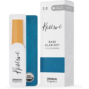 D'Addario Organic Reserve Bass Clarinet Reeds - Reeds for Clarinet - The First & Only Organic Reed - 3.0 Strength, 10 Pack