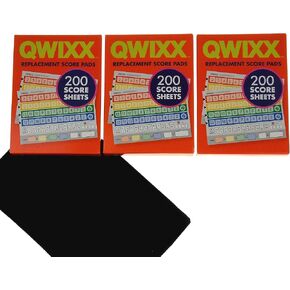 QWIXX Original 3 Replacement Score Pad Boxes Bundle (in Color) - 600 Score Sheets (Score Cards) - Bonus Hickoryville Velour Storage Bag in Kuwait