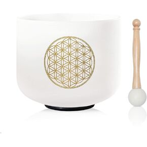 528HZ C Note 8 Inch Flower Of Life Crystal Singing Bowl Meditation Sound Bath Sound Healing Chakra Singing Bowl