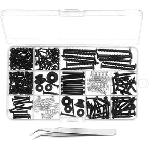 Guitar Screws Kit for Electric Guitar Bridge, Pickup, Pickguard, Tuner, Switch, Neck Plate, 254 Pieces Guitar DIY Kit with A Elbow tweezers (9 Types)