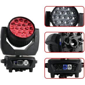 V-Show 19x15W RGBW 4IN1 Aura Zoom Wash Moving Head Light with Backlight Led- LED Beam Zoom Moving Lights, Stage Led Moving Head Lighting for Dj Disco and Party (Black)