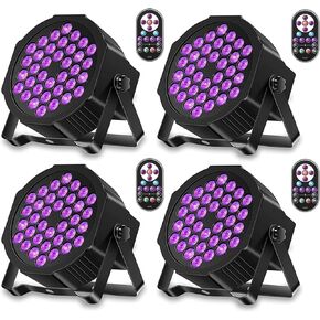 أضواء سوداء، مصباح U'King 72W 36LED للأشعة فوق البنفسجية مع توهج في الظلام لوازم الحفلات من DMX وجهاز التحكم عن بعد لإضاءة المسرح