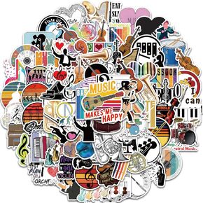 مجموعة ملصقات موسيقية اوركسترا لزجاجات المياه من الفينيل المقاوم للماء للاطفال والمراهقين ملصقات جمالية للموسيقى الكلاسيكية للابتوب والقوارير المائية والكمان - 100 قطعة in Kuwait