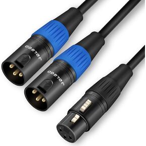 JOLGOO XLR Splitter Cable, XLR Female to Dual XLR Male Y Splitter Microphone Cable, Female to 2 Male XLR Y Cable, 1.6 Feet