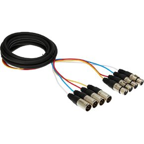 Monoprice 4-Channel XLR Male to XLR Female Snake Cable - 20 Feet - Black/Silver, Metal Connector Housings, Plastic and Rubber Cable Boots in Kuwait