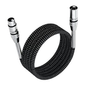 كابل FIBBR XLR بطول 6 أقدام/2 متر، كابل ميكروفون من النايلون المضفر XLR ذكر إلى أنثى سلك ميكروفون متوازن عالي التحمل متوافق مع أنظمة مكبرات الصوت/مكبرات الصوت والمزيد